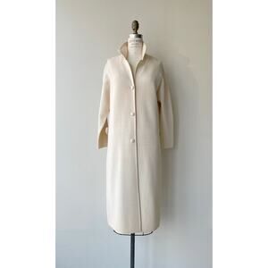 1990s Vintage Beige Wool Car Coat medium or large
